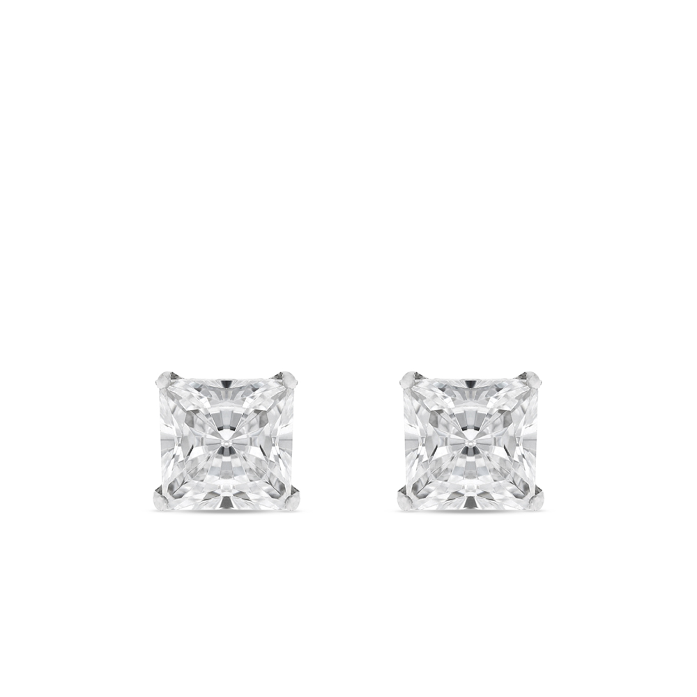 Sterling Silver Square Cubic Zirconia Stud Earrings