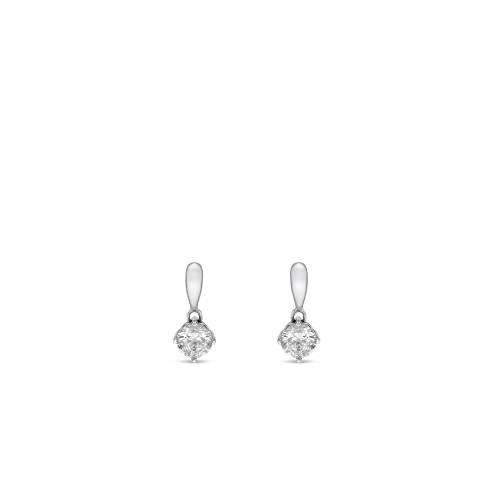 Sterling Silver Cubic Zirconia Solitaire Drop Earrings