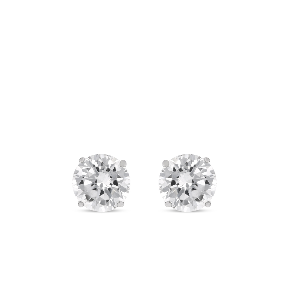 Sterling Silver Round Cubic Zirconia Stud Earrings