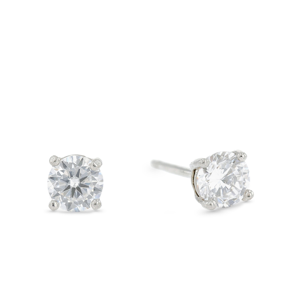 Sterling Silver Cubic Zirconia Round-Cut Stud Earrings