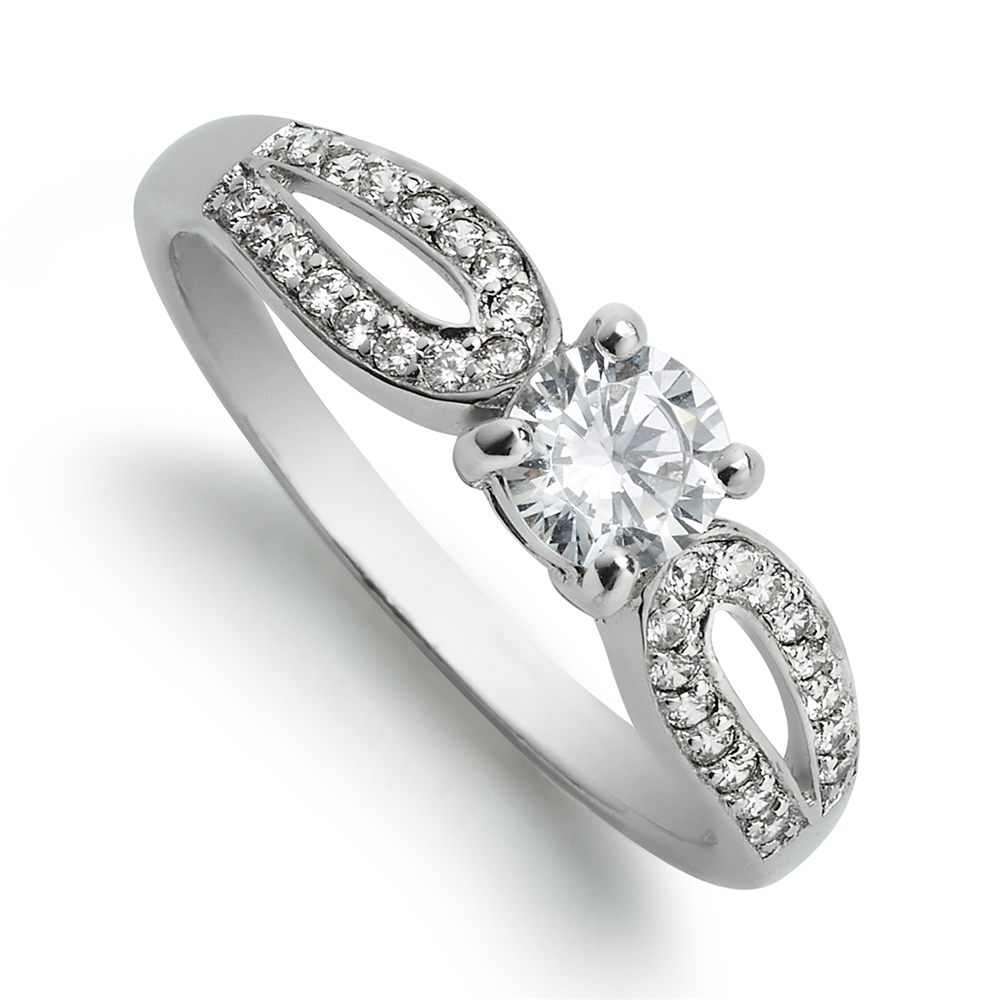 Sterling Silver Cubic Zirconia Loop Design Ring