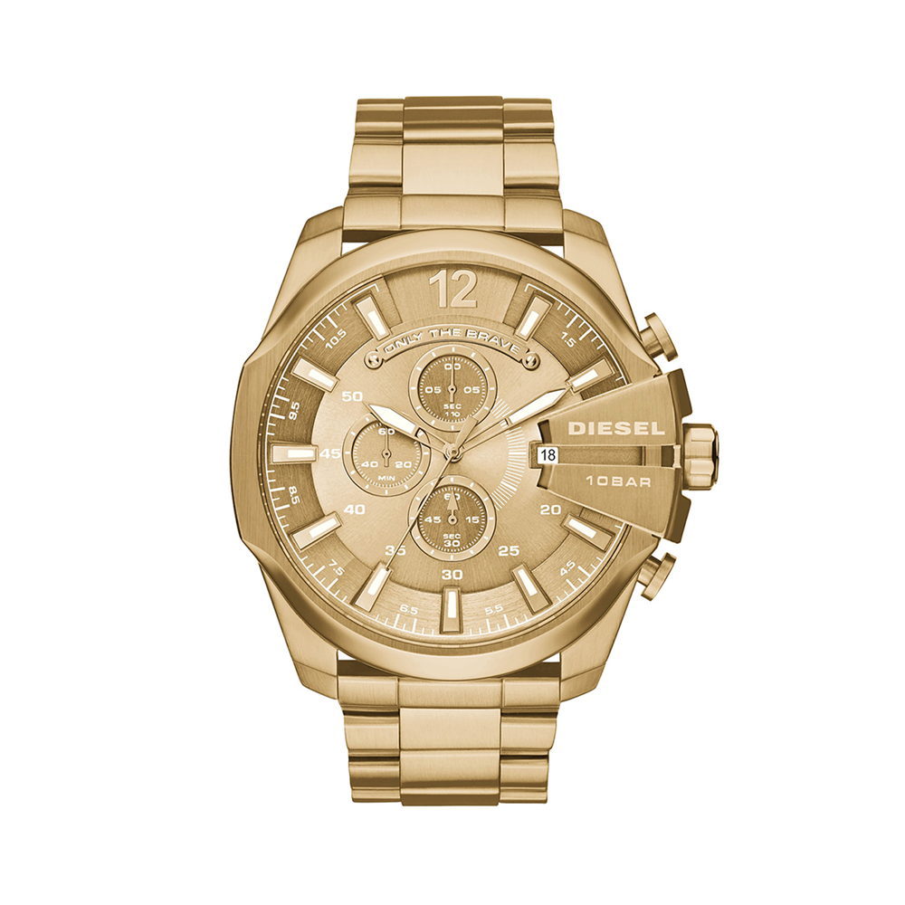 Diesel Mega Chief Gold Plated Stainlesss Steel Chronograph Bracelet Watch
