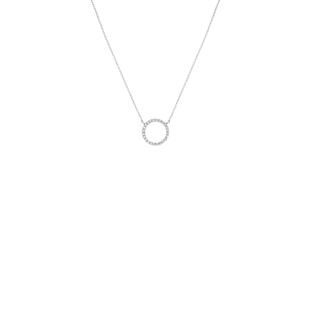 Sterling Silver Cubic Zirconia Circle Necklace
