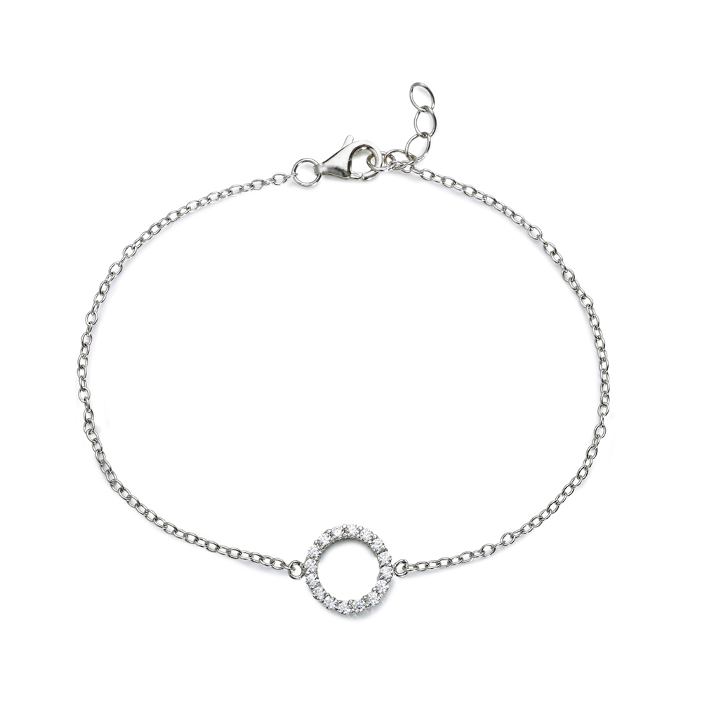 Sterling Silver Cubic Zirconia Halo Bracelet