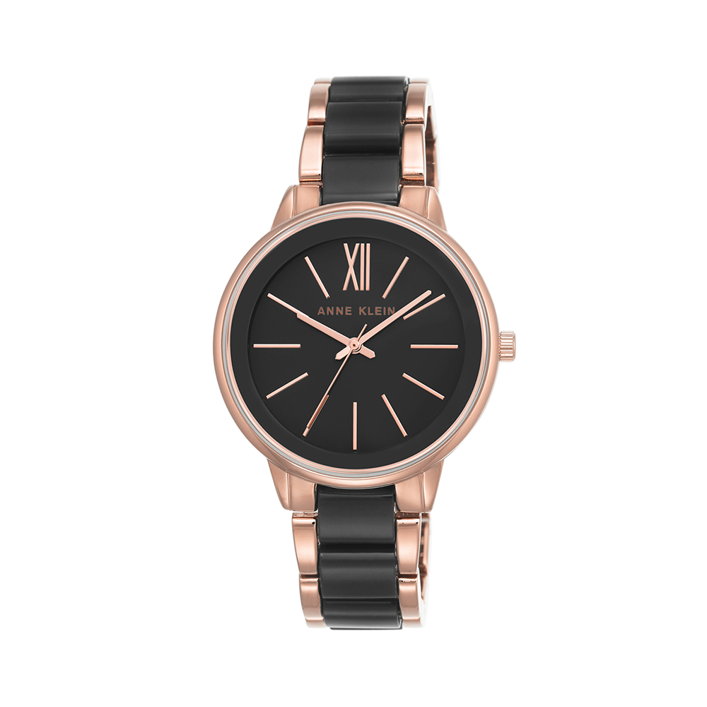 Anne Klein Ladies Rose & Black Resin Watch
