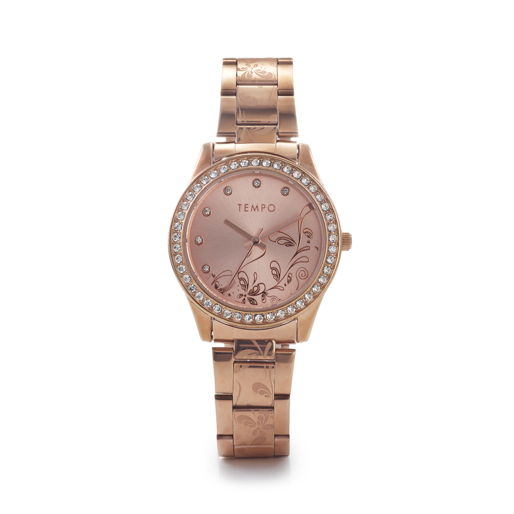 Tempo Rose Tone Women's Floral Watch