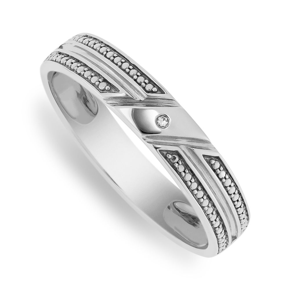 Sterling Silver Diamond Atticus Men’s Wedding Band