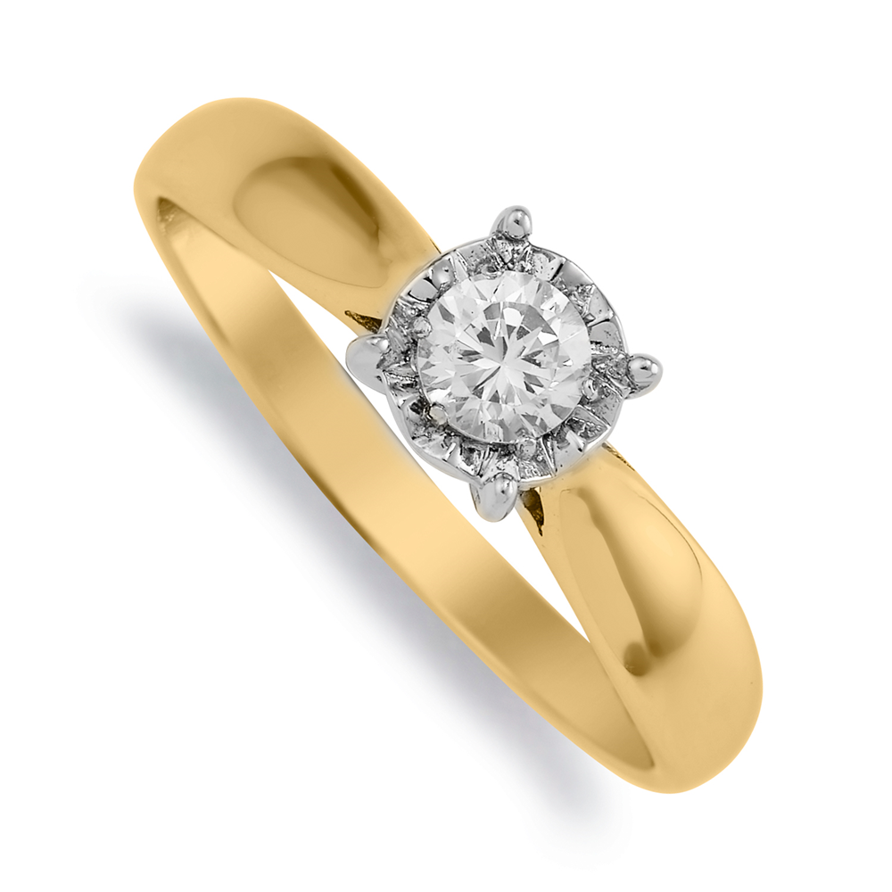 Yellow Gold & 0.20ct Diamond Illusion Solitaire Ring