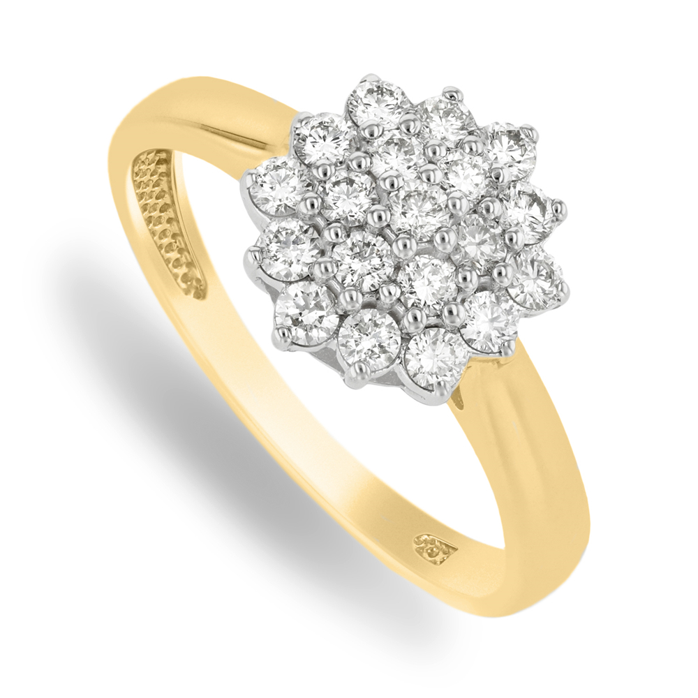 9ct Gold 0.5ct Diamond Cluster Ring
