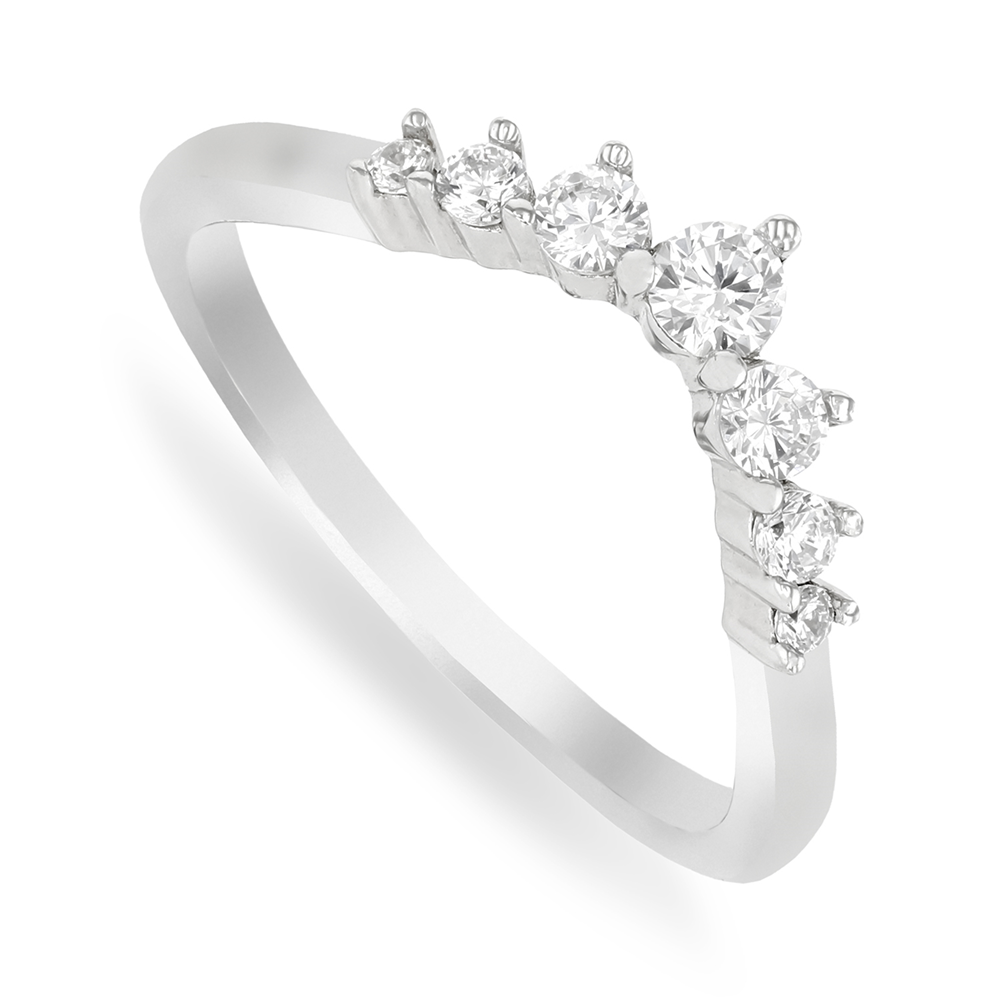 Sterling Silver Cubic Zirconia Petite Tiara Ring