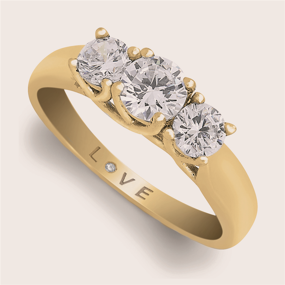 18ct Gold & 1ct Diamond Trilogy Ring