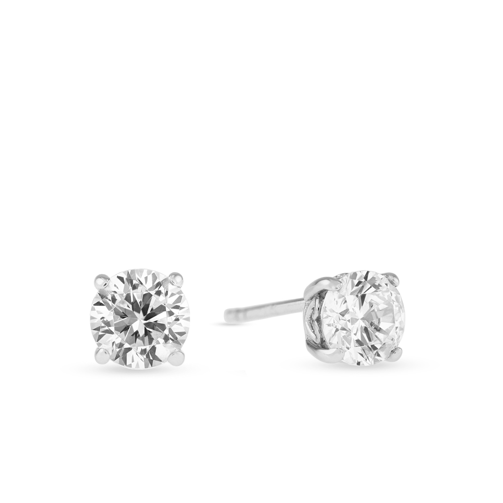 Cheté Sterling Silver with Platinum finish Diamondlite Cubic Zirconia Earrings
