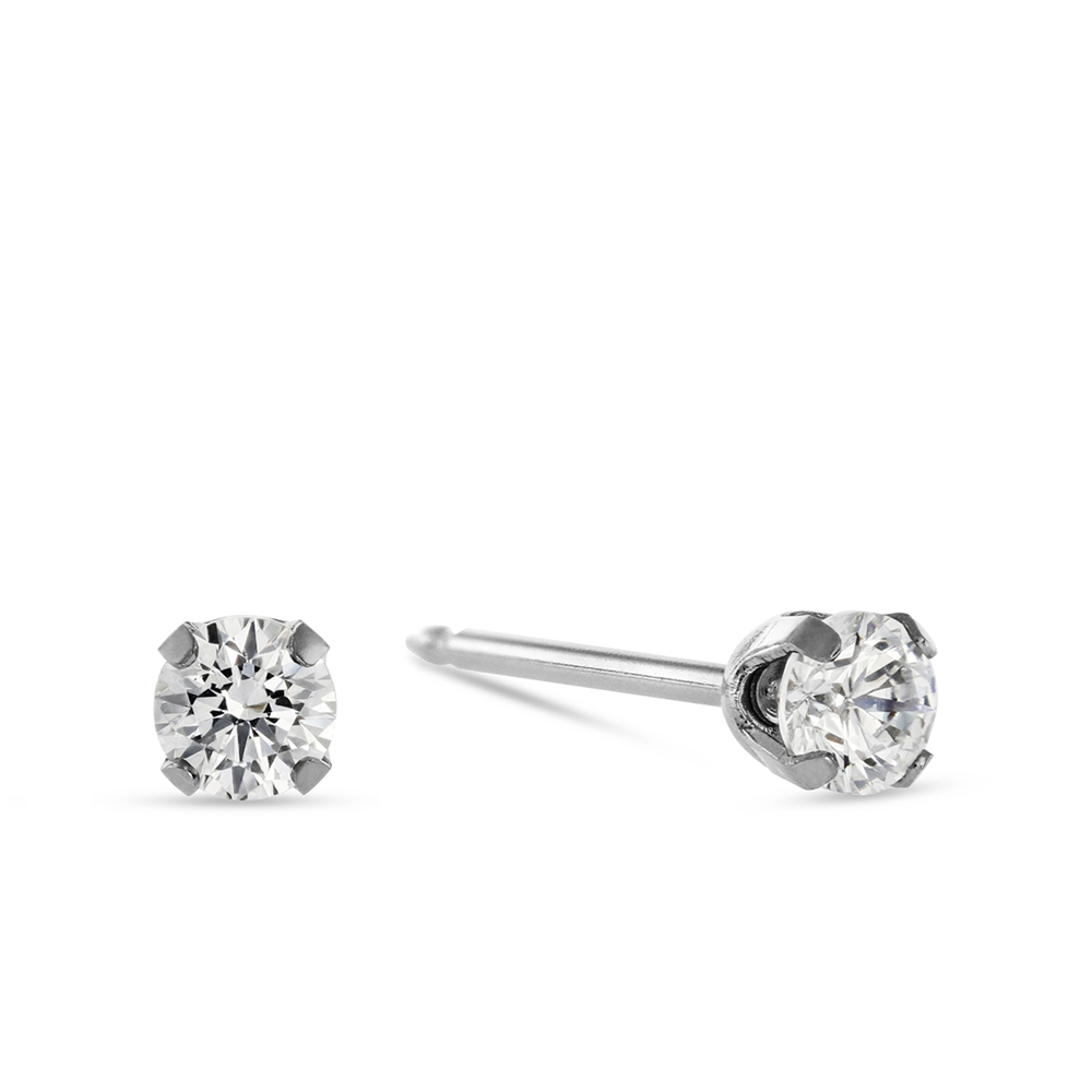 Stainless Steel & Cubic Zirconia Round Stud Earrings