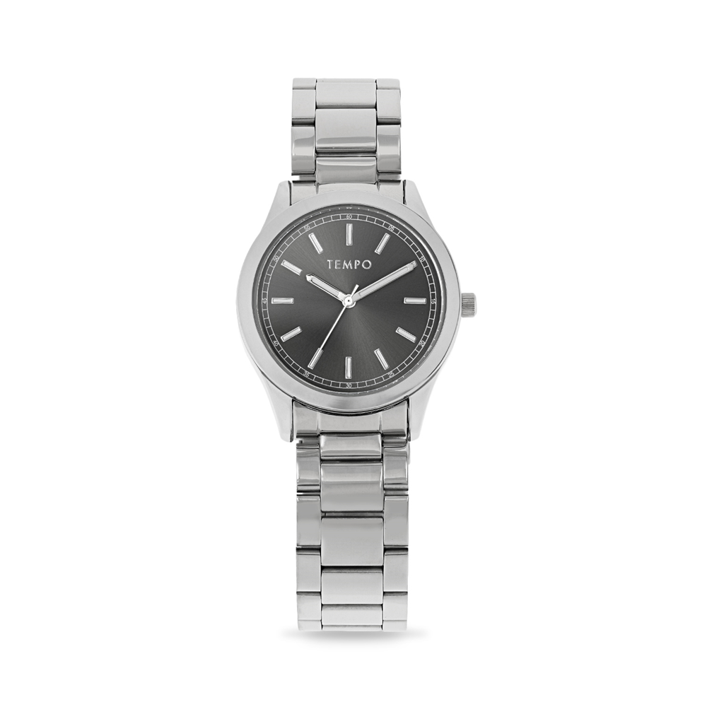 Tempo Men’s Silver & Black Tone Bracelet Watch