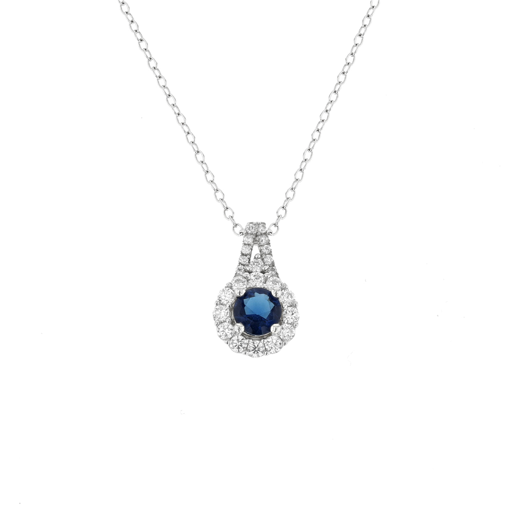 Sterling Silver Cubic Zirconia Petal Solitaire Pendant