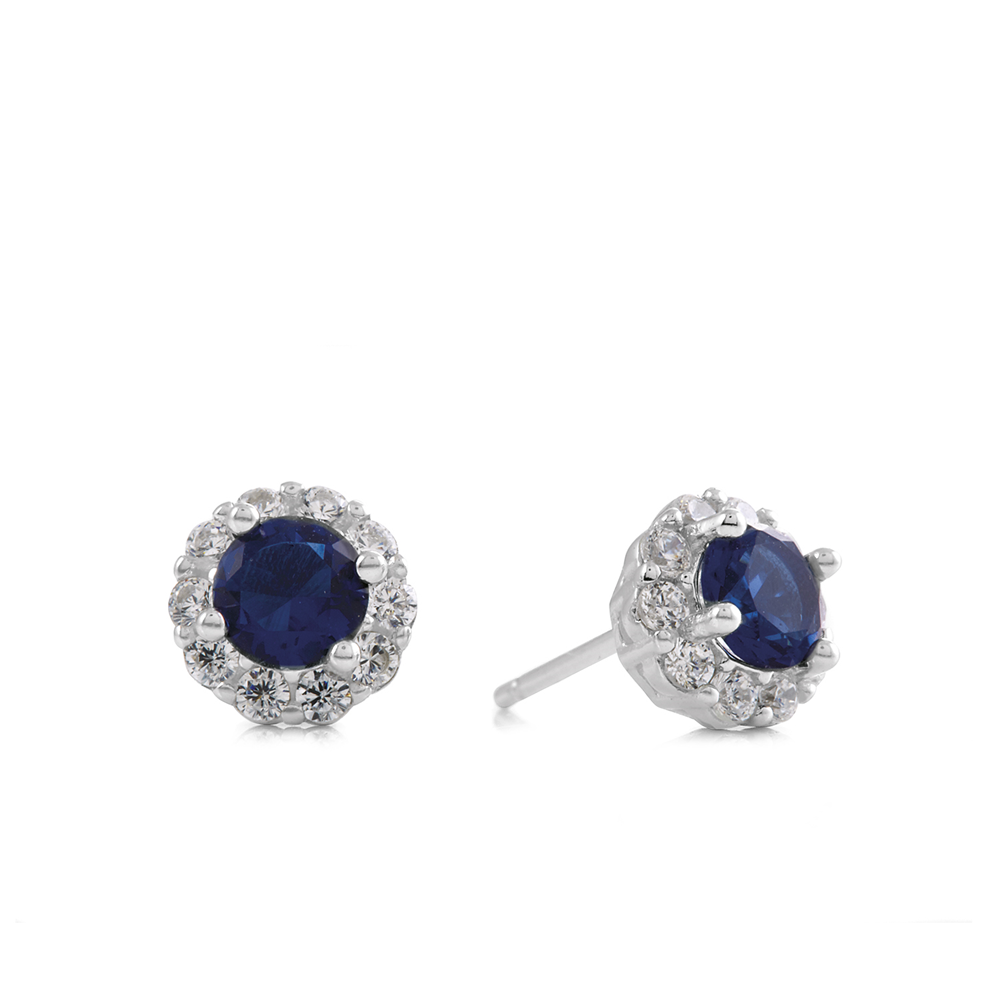 Sterling Silver Cubic Zirconia Petal Solitaire Stud Earrings