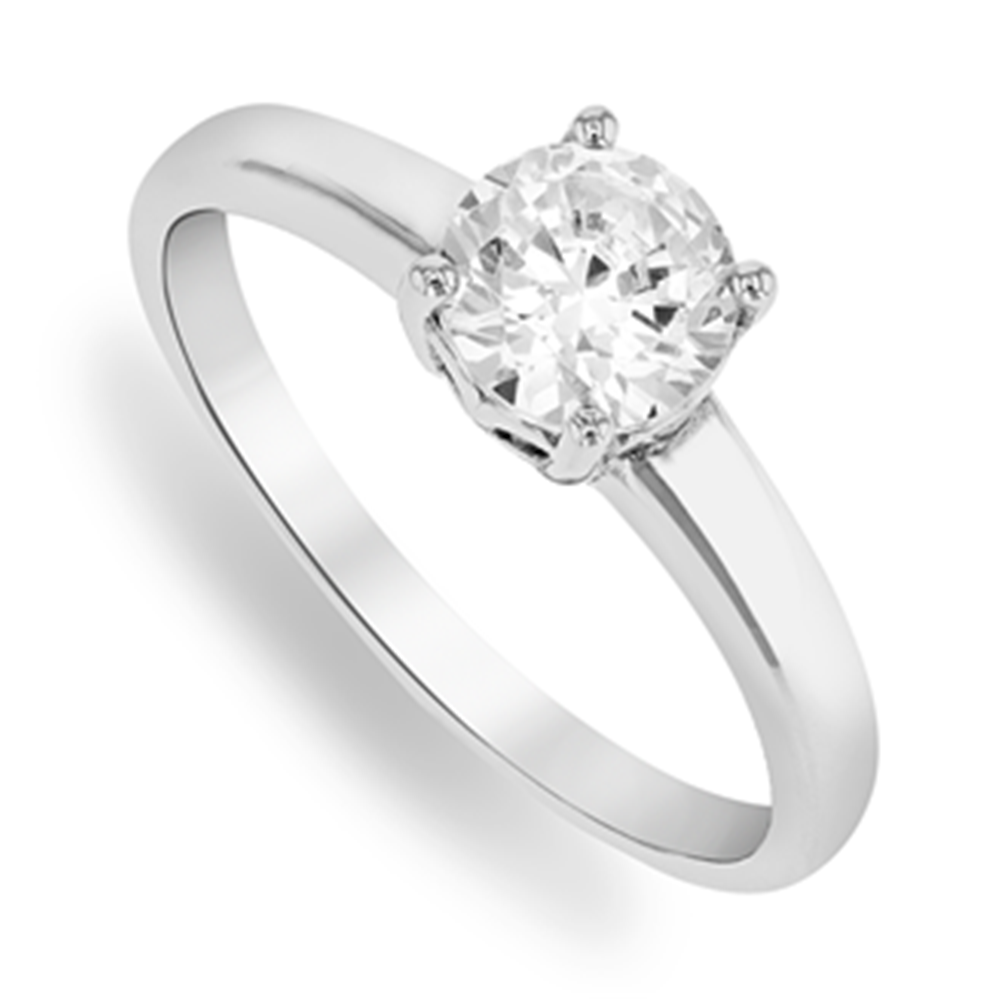 Cheté Sterling Silver Cubic Zirconia Women's Classic Solitaire Ring