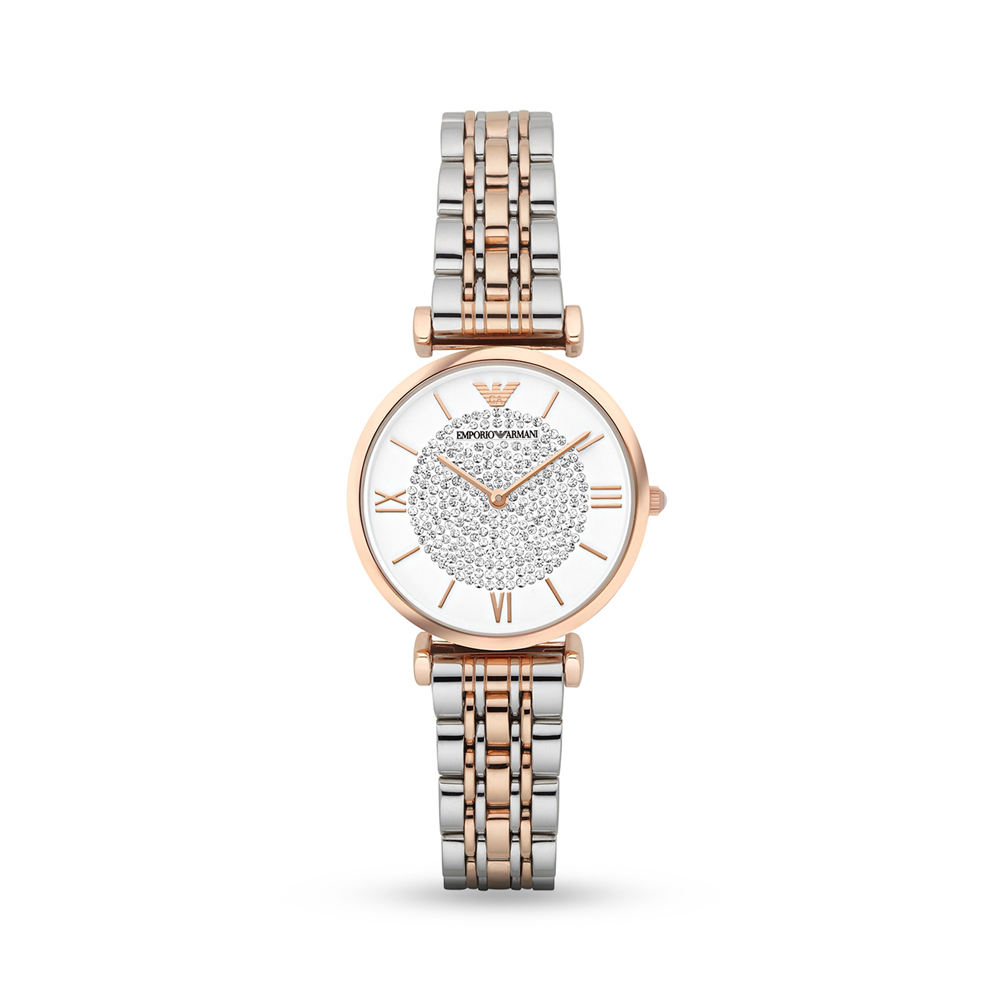 Emporio Armani Women's Rose Gold & Silver Plated Bracelet Watch