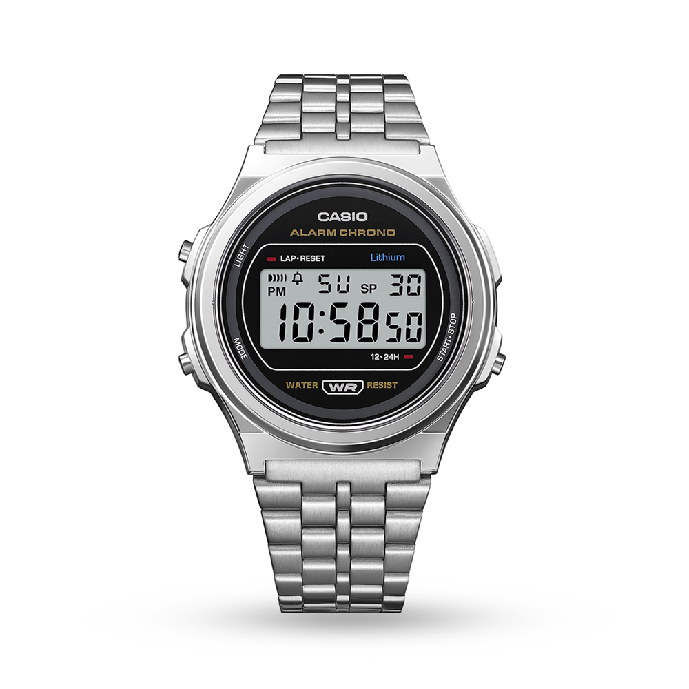 Casio Retro Digital Round Silver Tone Watch