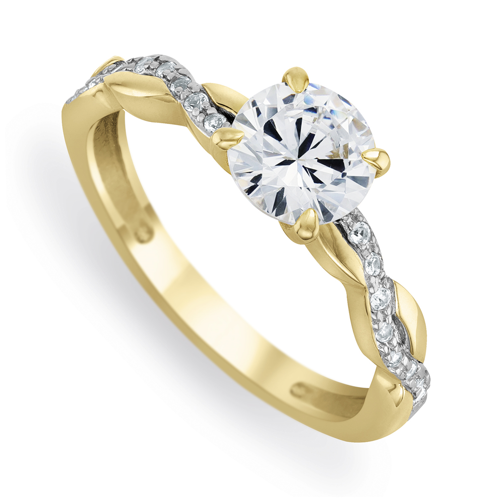 Yellow Gold Moissanite Women’s Twisted Solitaire Ring