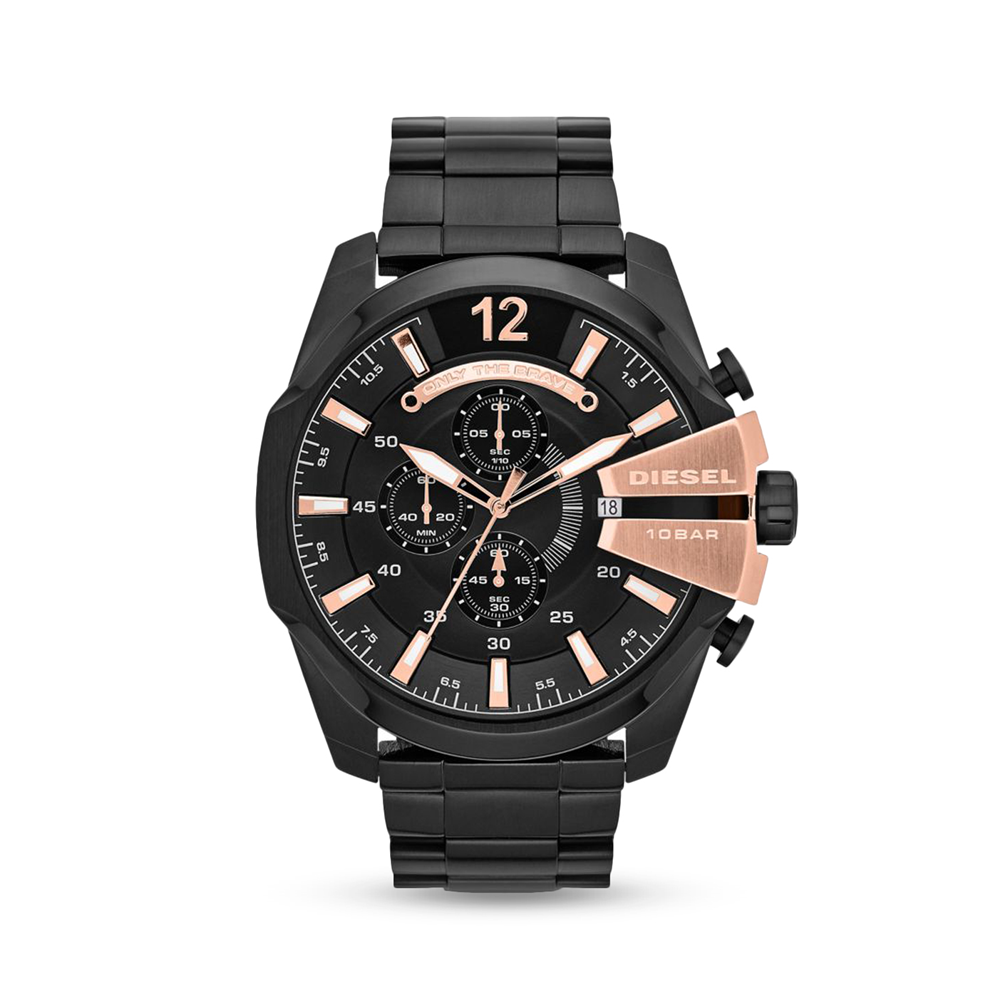 Diesel Men's Mega Chief Black & Rose Tone Chronograph Watch