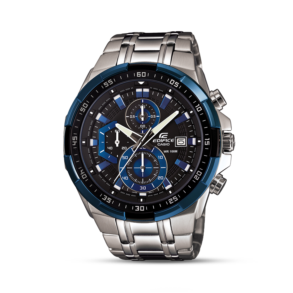 Casio Men's Edifice Black & Blue Dial Chronograph Bracelet Watch