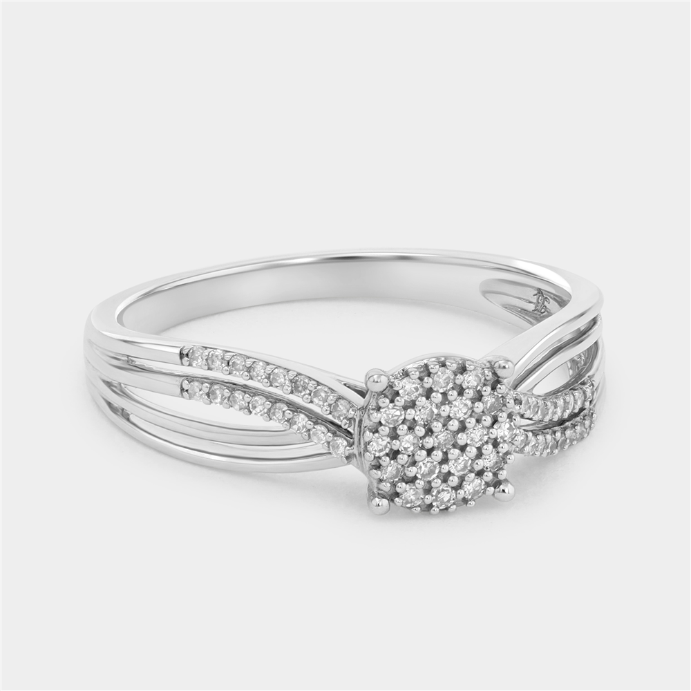 White Gold Diamond Crossover Ring