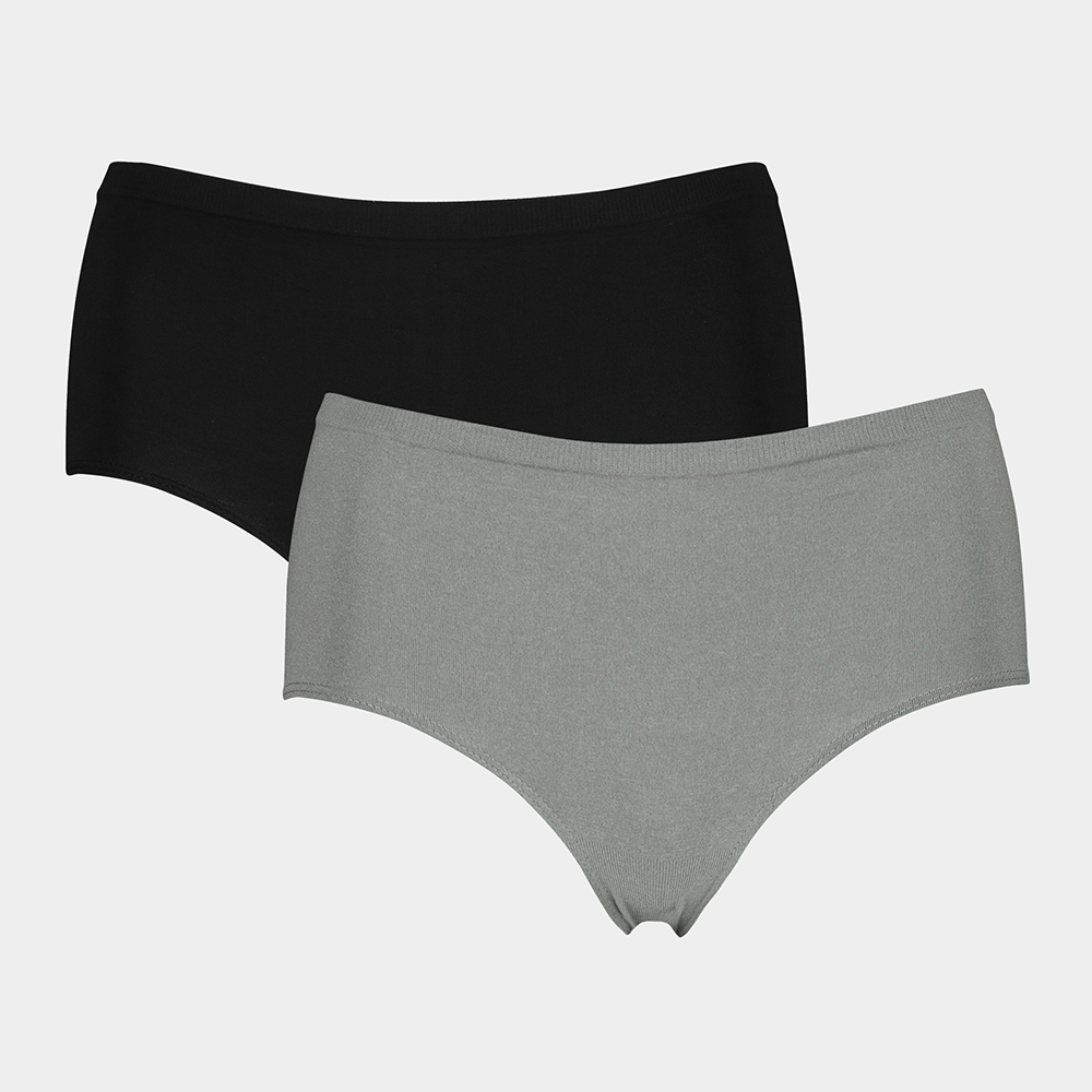 Exact Women's Black & Grey 2 Pack Seamless Brazilian Briefs
