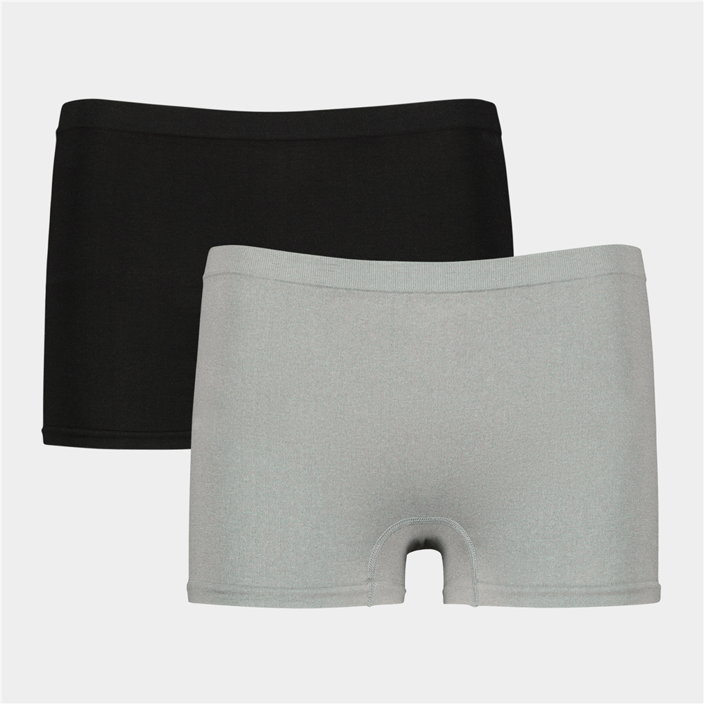 Exact Women's Black & Grey 2-Pack Seamless Boy Leg Underwear