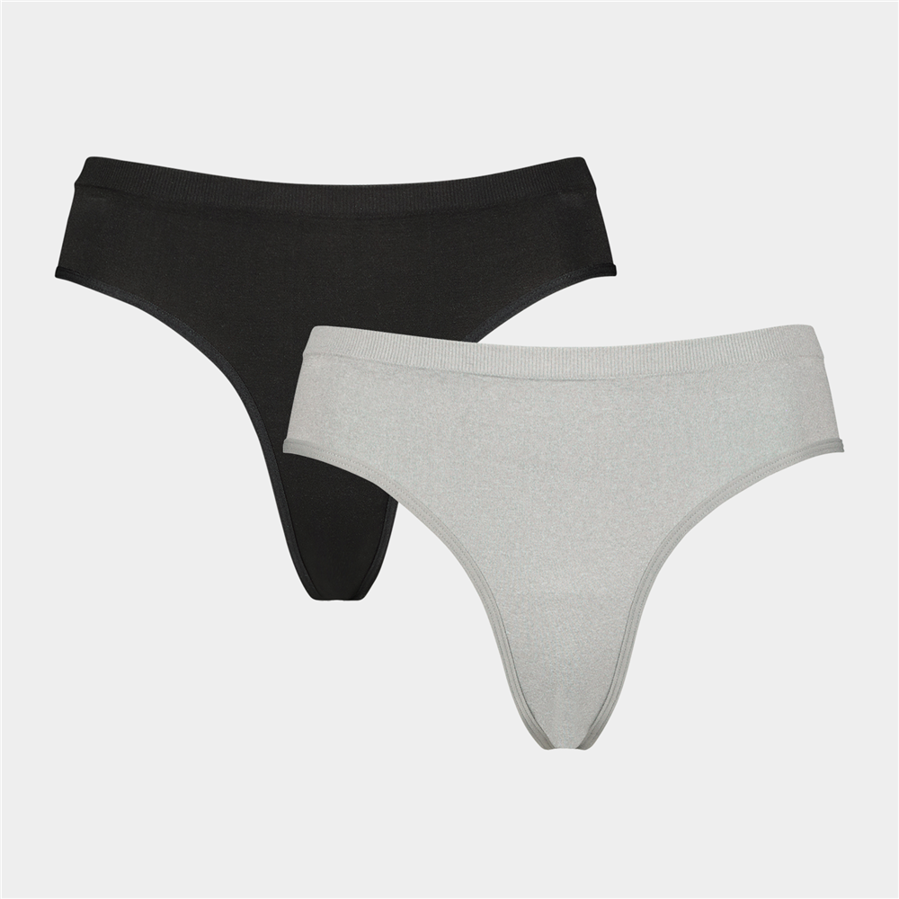 Exact Women's Black & Grey 2 Pack Seamless Thongs