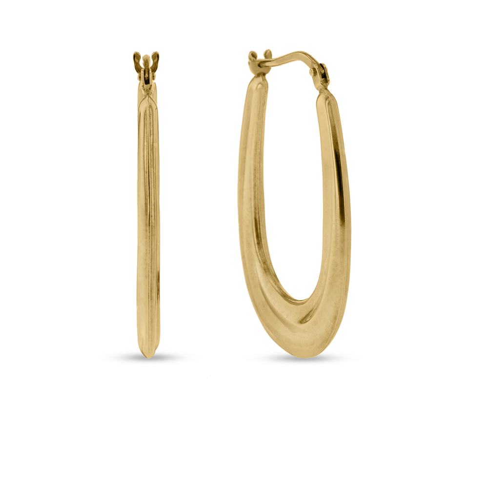 Yellow Gold & Sterling Silver Twirl Creole Earrings