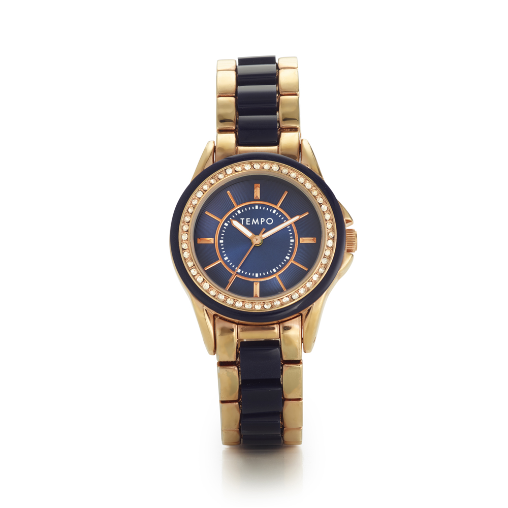 Tempo Ladies Rose & Navy Tone Bracelet Watch