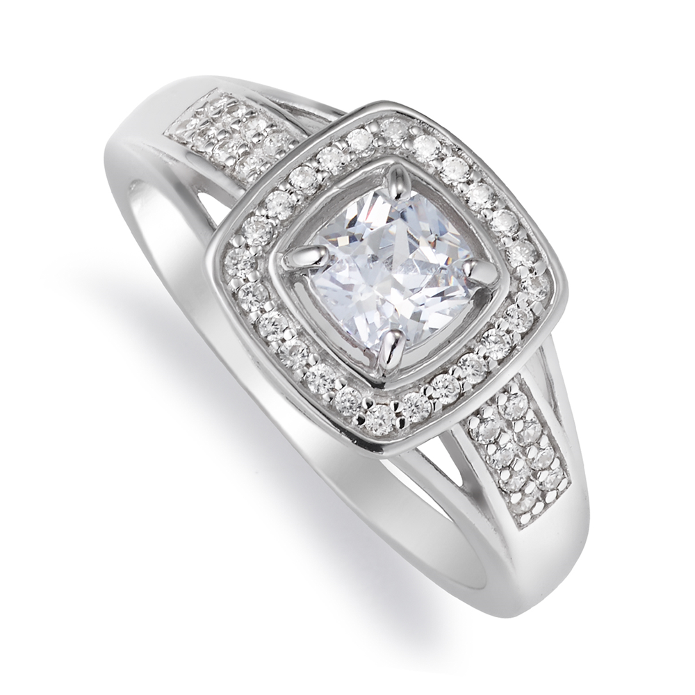 Sterling Silver Cubic Zirconia Pave Dress Ring