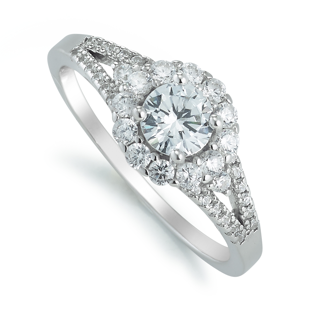 Sterling Silver Cubic Zirconia Petal Ring