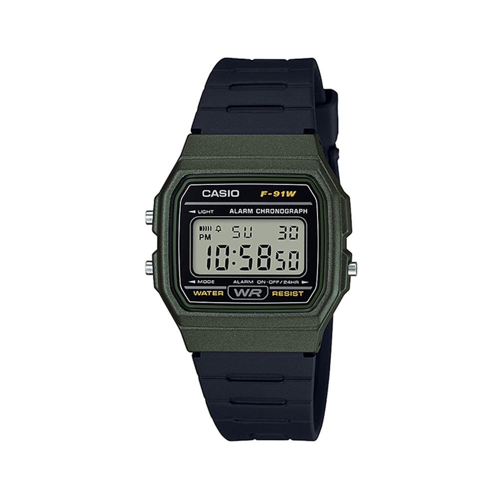 Casio Retro Black & Green Digital Silicone Watch