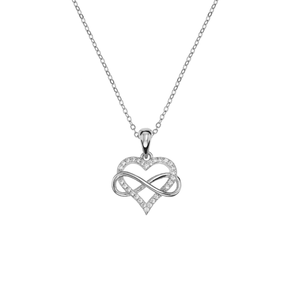 Sterling Silver Cubic Zirconia Infinity Heart Pendant