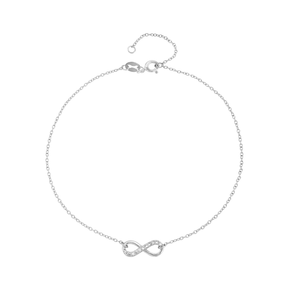 Sterling Silver Cubic Zirconia Infinity Ankle Bracelet