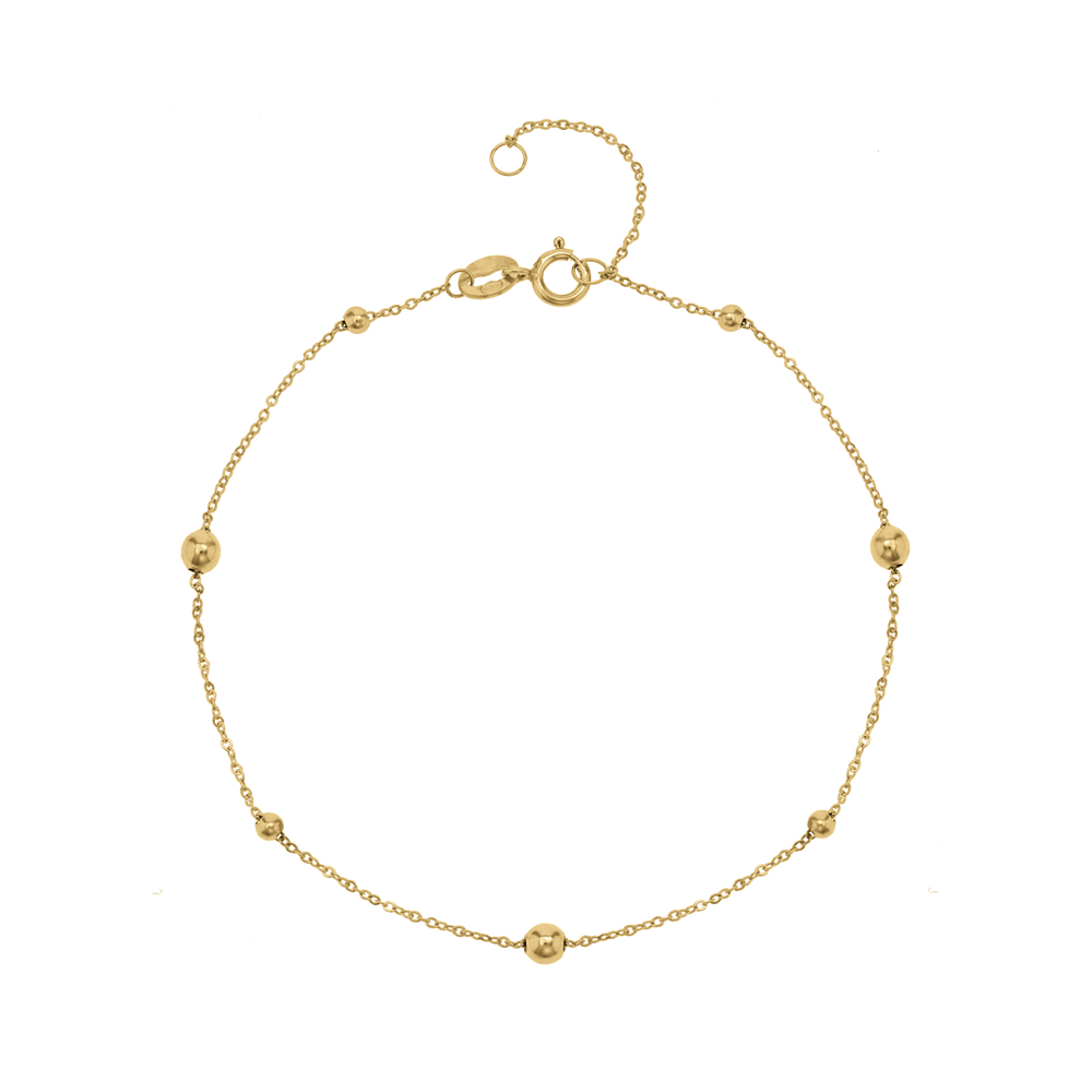 Yellow Gold Beaded Station Bracelet