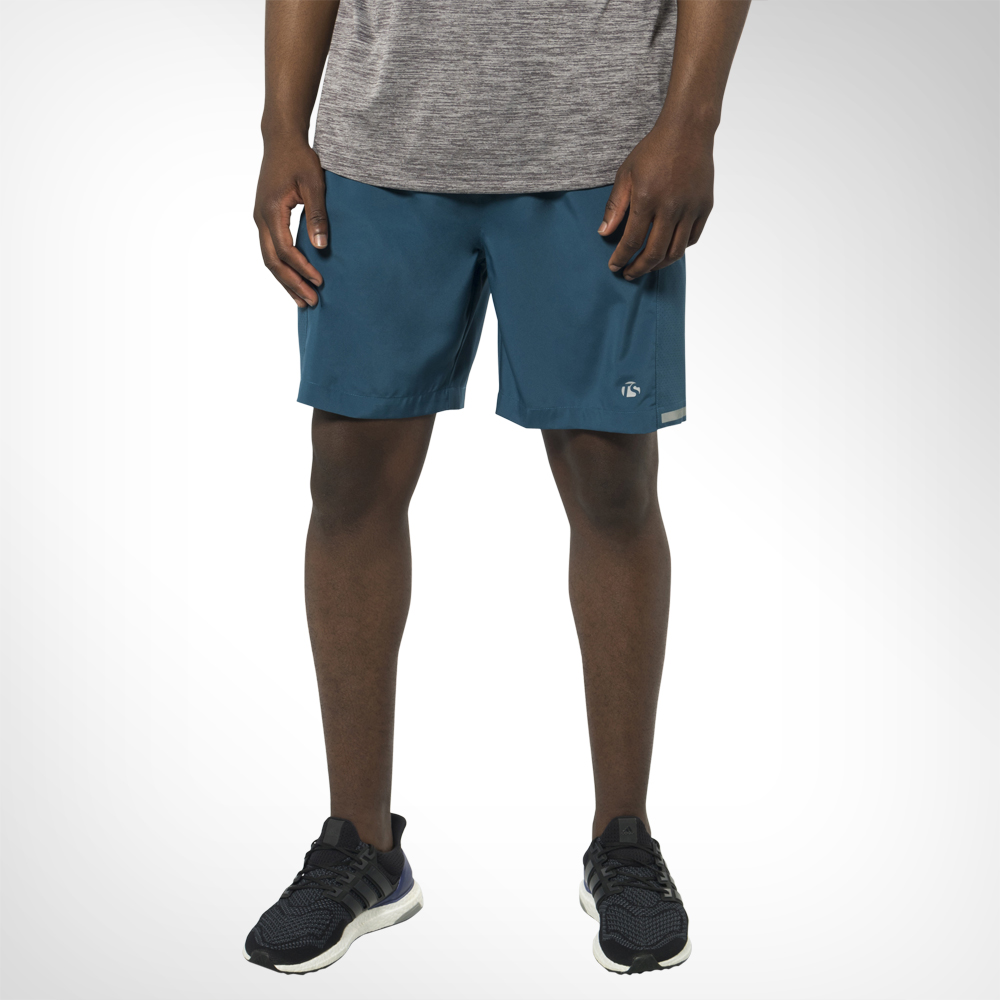 TS Mens Reflective Zip Teal Fitness Shorts