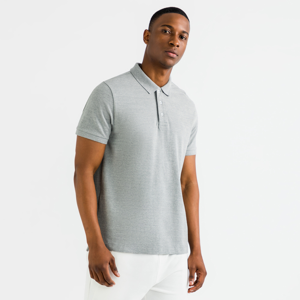 TS Mens Grey Melange Pique Golfer