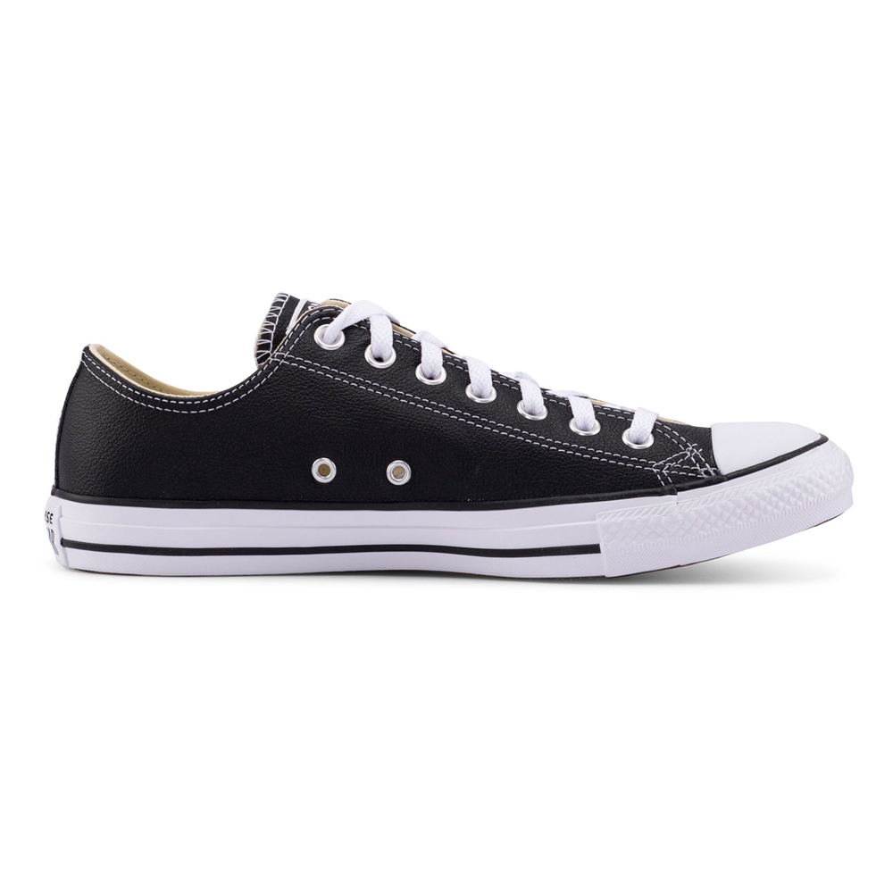 Converse Mens All Star Lo Leather Black/ White Sneakers
