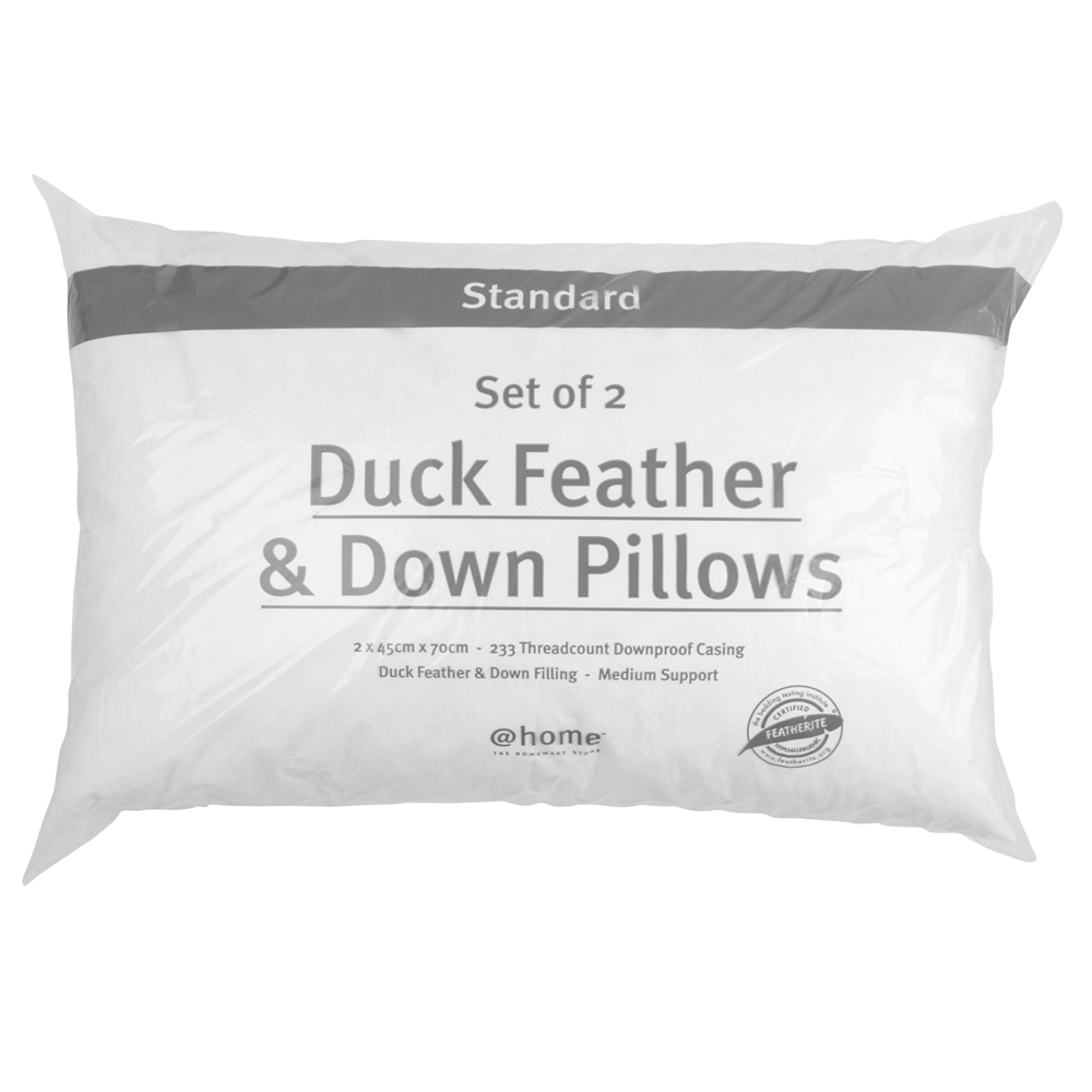 Medium-Soft Duck Feather & Down Standard 2pack Pillow Inner