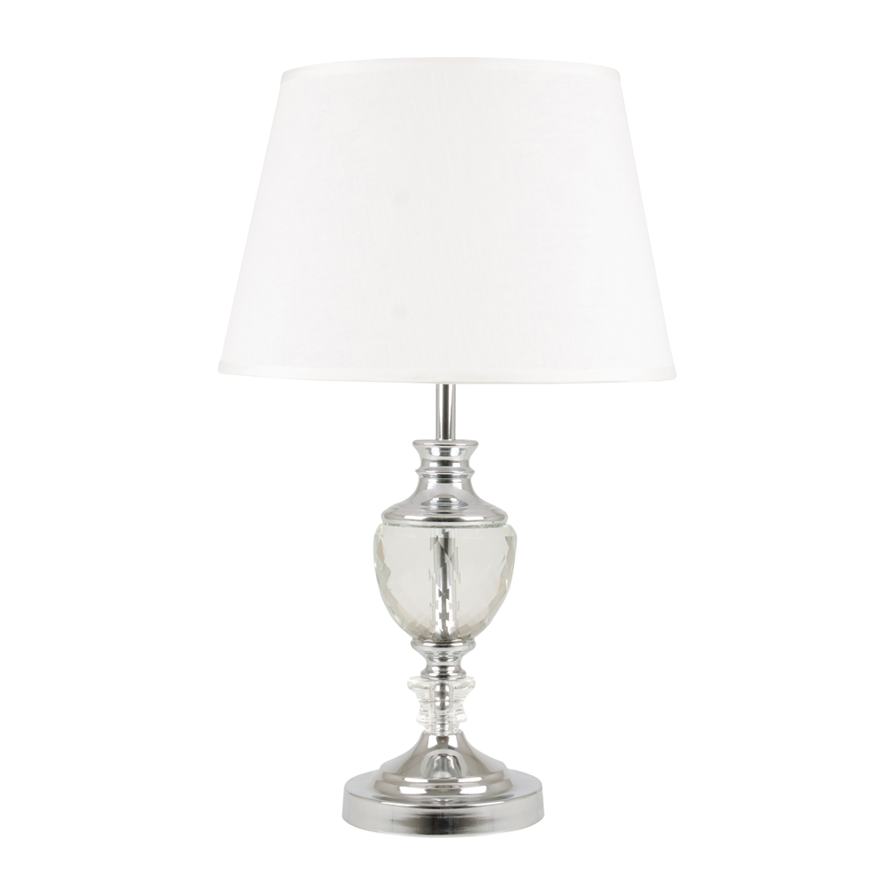 Table Lamp Chrome & Acrylic With White Shade