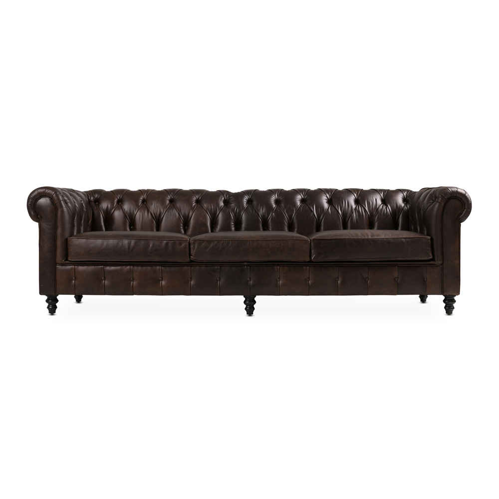 Madison 4 Seater Leather Couch Cognac