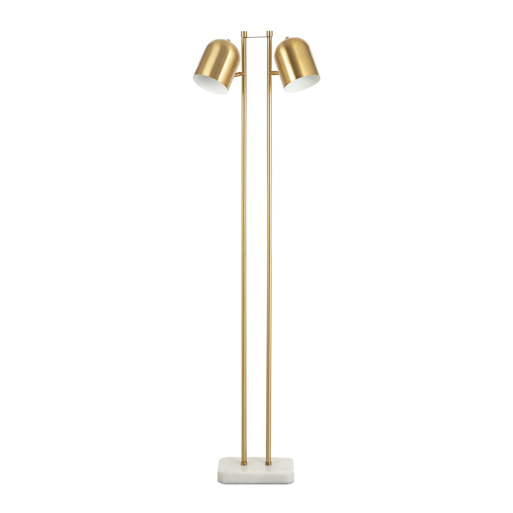 Floor Lamp Dual Brass & Marble 160cm