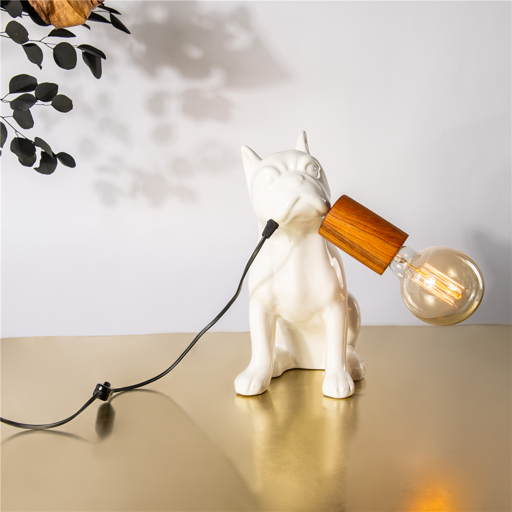 Rialheim Frenchie Table Lamp White Right
