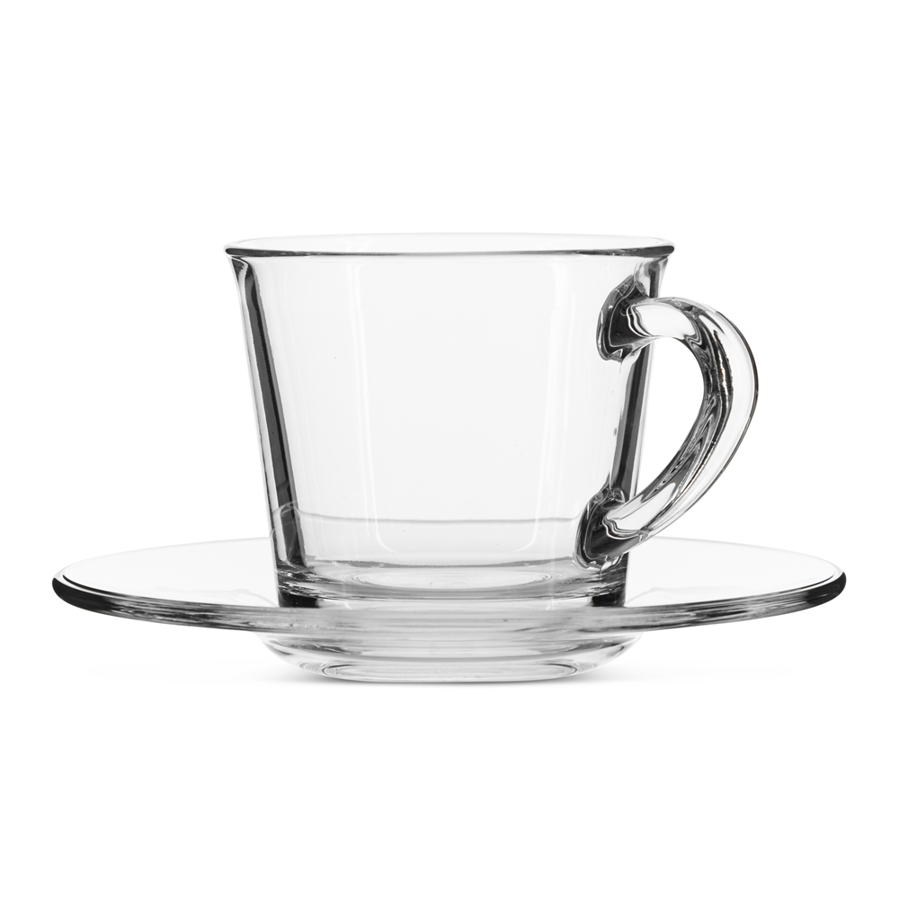 basic glass cup and saucer set