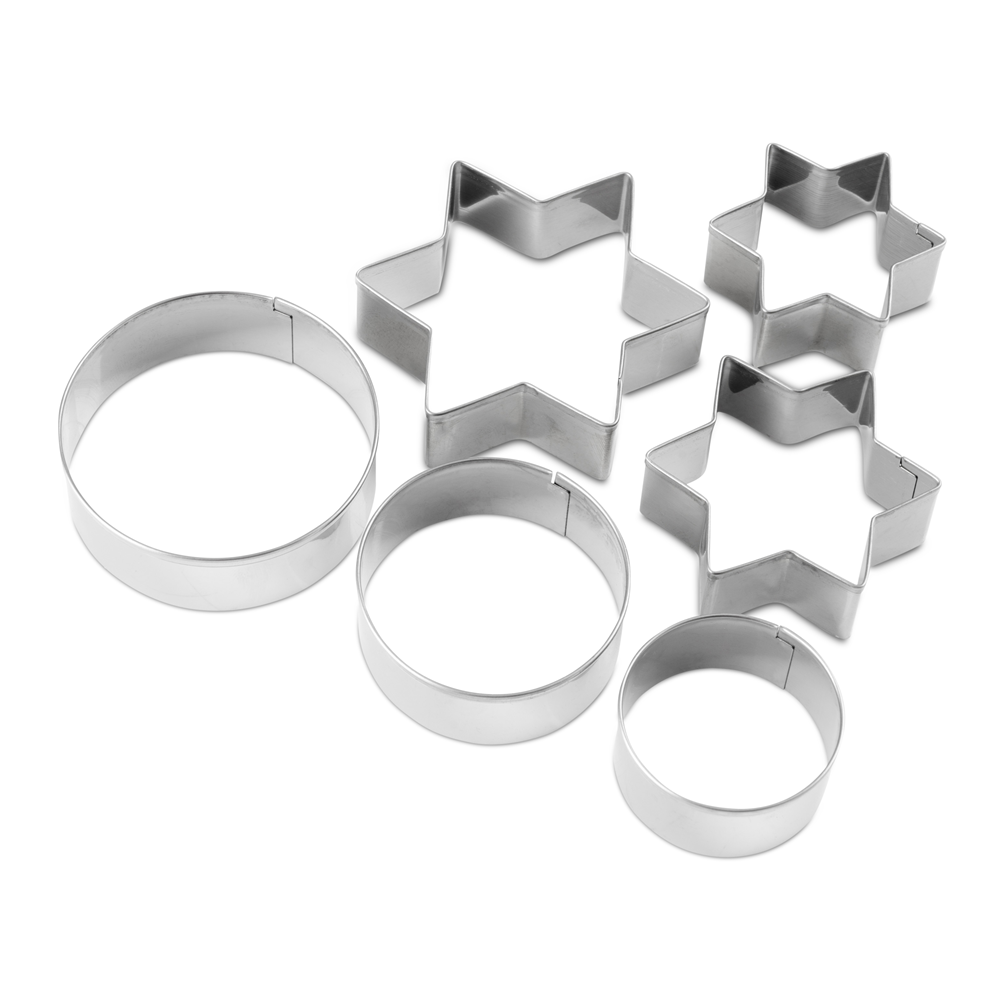 kitchen think cookie cutters 6pc stars & rings