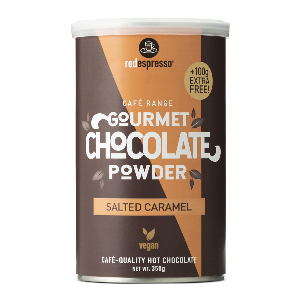 red espresso salted caramel hot chocolate tin 350g