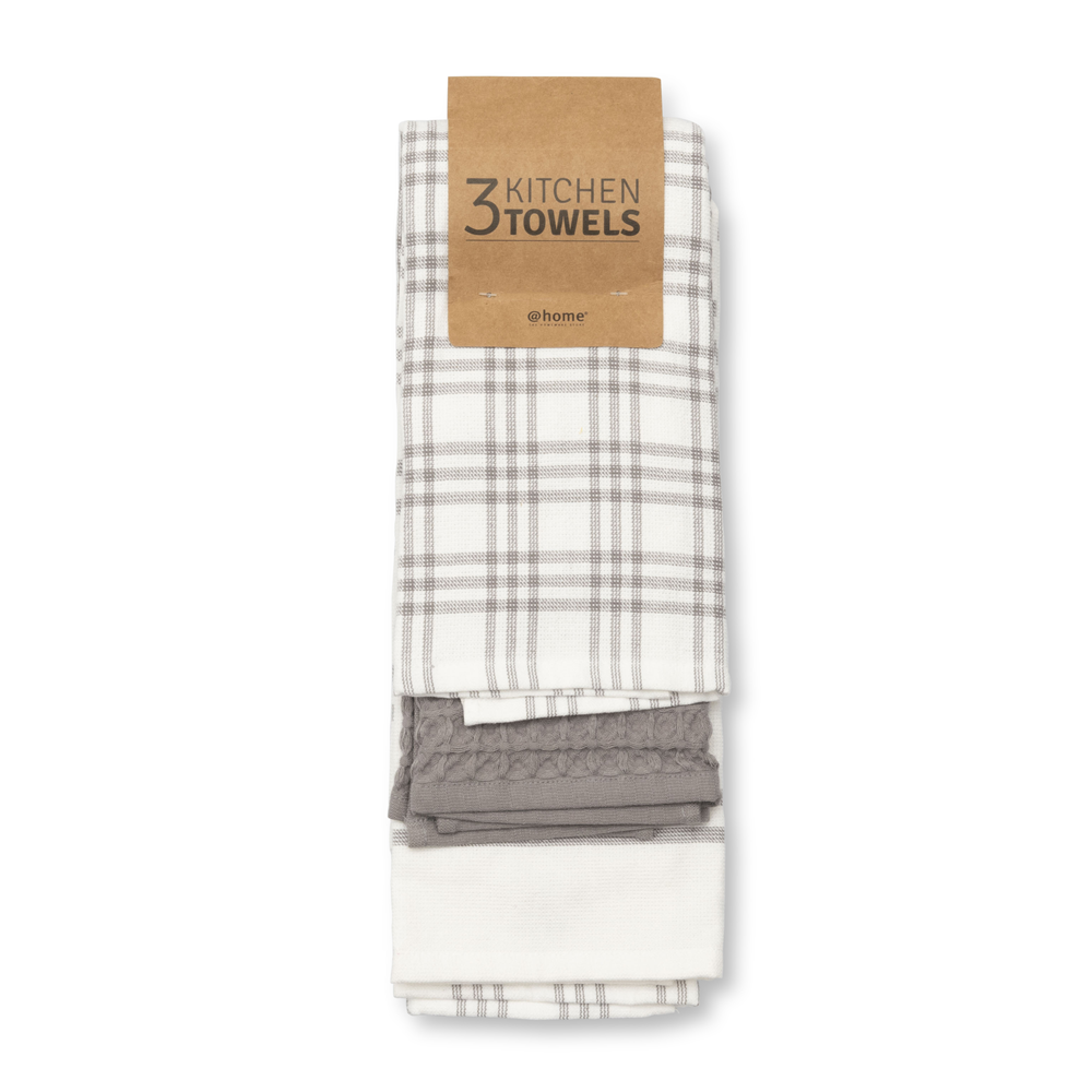 kitchen towel grey terry & waffle 3pack